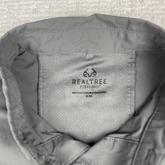RealTree Fishing Shirt Mens XL Light Gray Button Up Vented Pockets Lightweight - Picture 13 of 16